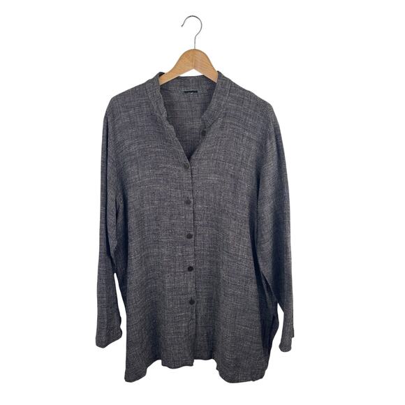 Eileen Fisher Linen Blend Button Up Tunic - Picture 1 of 6